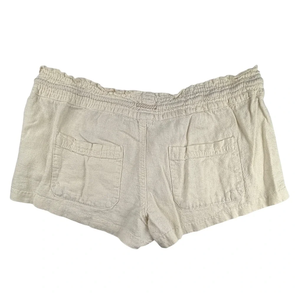 Roxy Womens Cream Linen Blend Smocked Waist Beach Shorts Size L Drawstring - Picture 2 of 3